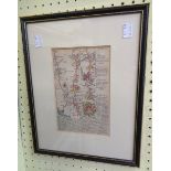 Two Hogarth framed hand coloured route maps comprising plate 65 Plymouth, Buckfast, Linton and plate
