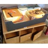 Five Breyer toy horses, a box containing other small models and a bespoke stable