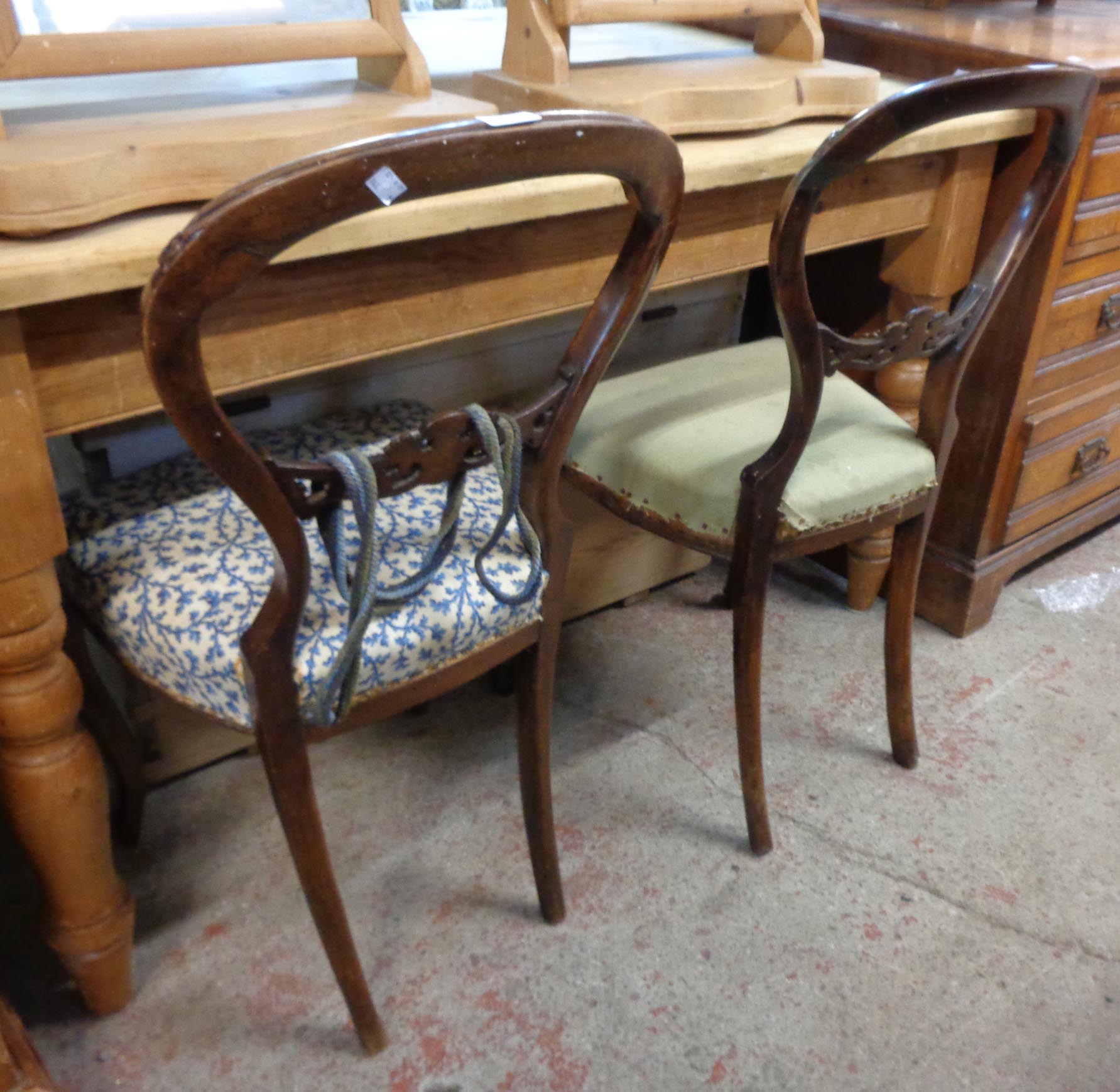 Three matching Victorian mahogany framed balloon back dining chairs - sold with a pair similar - - Image 2 of 2