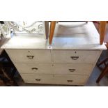A 3' 1 1/2" antique painted pine chest of two short and two long graduated drawers, set on