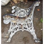 A pair of cast iron bench ends