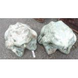 A pair of cast concrete toad pattern garden fountains - one a/f