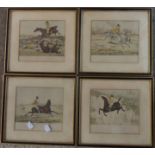 After Charles Stadden: a set of six ebonised framed coloured prints depicting various military