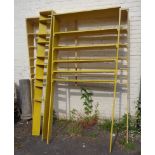 A 6' 6" painted pine six shelf waterfall unit - sold with a 3' 9" painted pine five shelf