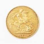 An 1887 gold Sovereign