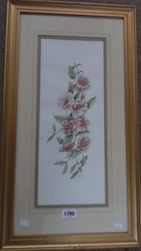 Elise R. Willisson: a pair of gilt framed floral study watercolours - signed - Image 2 of 2