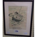 A framed old Louis Wain cat print "A Lively Catch!", with Three merry fishers... verse under
