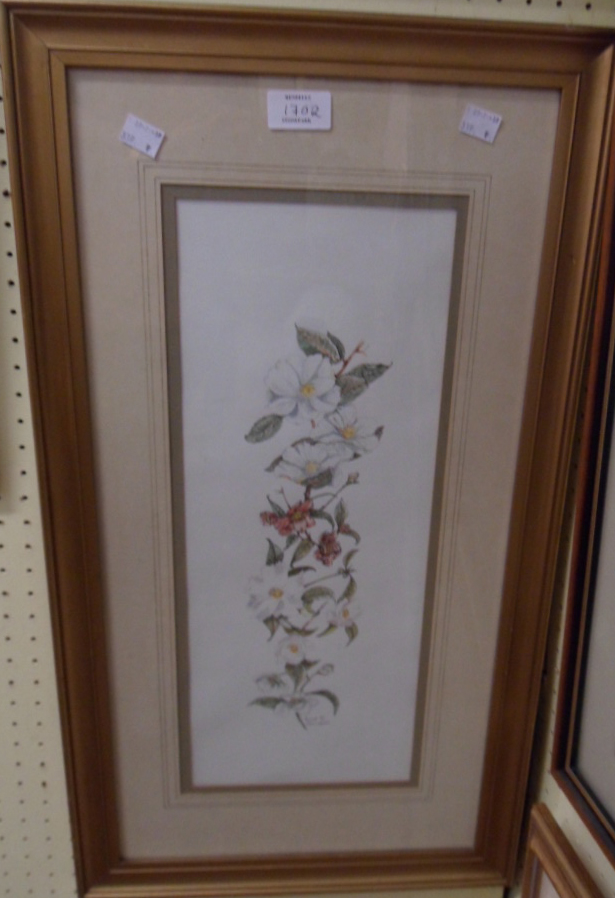 Elise R. Willisson: a pair of gilt framed floral study watercolours - signed