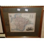 A framed 1865 Fullerton map of Devonshire