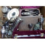 A quantity of silver plated items including cased and loose cutlery, teapot, cased goblets, etc. -