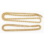 Two import marked 375 gold rope-twist neck chains