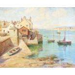 F.G. Trott: a Hogarth framed oil on canvas, depicting a view of Appledore slipway - signed - 17 1/2"