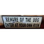 A modern cast iron Beware of the Dog sign