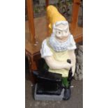 A large painted stoneware garden gnome - height 32"