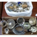 A small quantity of silver plated items including bud vases and toast rack - sold with a quantity of