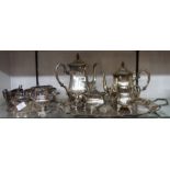 A silver plated four piece tea and coffee set on associated tray - sold with other silver plated