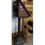 A 22" Victorian stained oak ecclesiastical lectern with carved and pierced decorative edges and