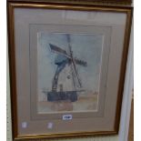 A gilt framed watercolour, depicting a Norfolk windmill, with inscription S Batchelder and title