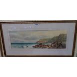 William Henry Dyer: a gilt framed watercolour, depicting a view of the coast at Babbacombe -