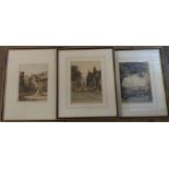 Five images of Repton School, comprising The Pears Hall a coloured drypoint etching by E. Burrow -