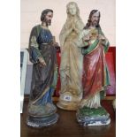 A plaster figure of Mary - sold with two smaller plaster figures of Joseph and Jesus