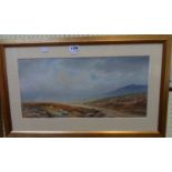 William Henry Dyer: a gilt framed watercolour, depicting the Chagford road on Dartmoor - various