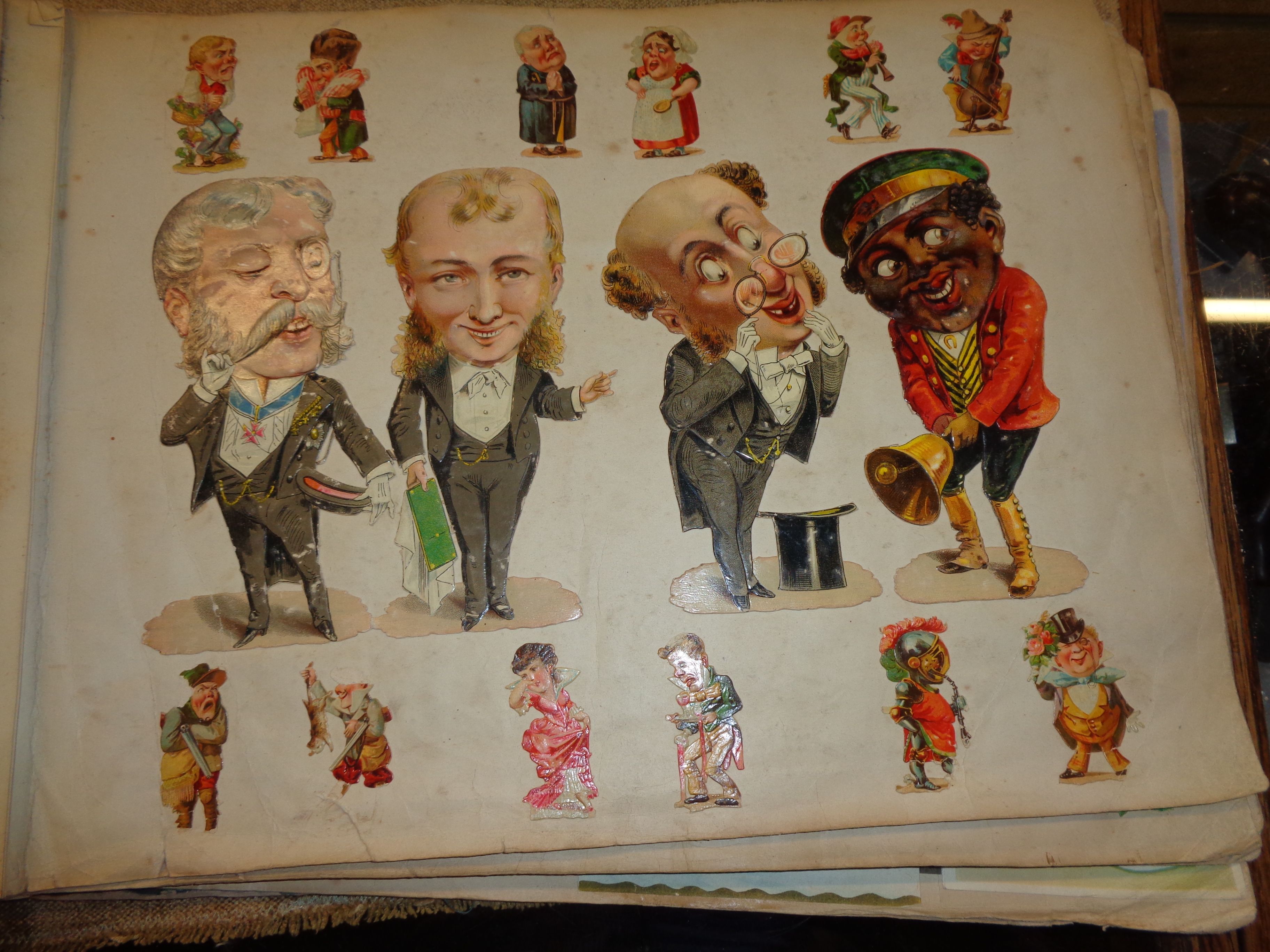 A Victorian scrap album including early rugby, military, figures and animals, etc - various - Image 10 of 17