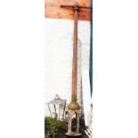 A Victorian cast iron street lamp with copper hood by Foster & Pullen (a/f) and an 11' tapered and