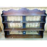 A 4' Victorian walnut wall mounted four shelf unit with shaped top and sides - a/f