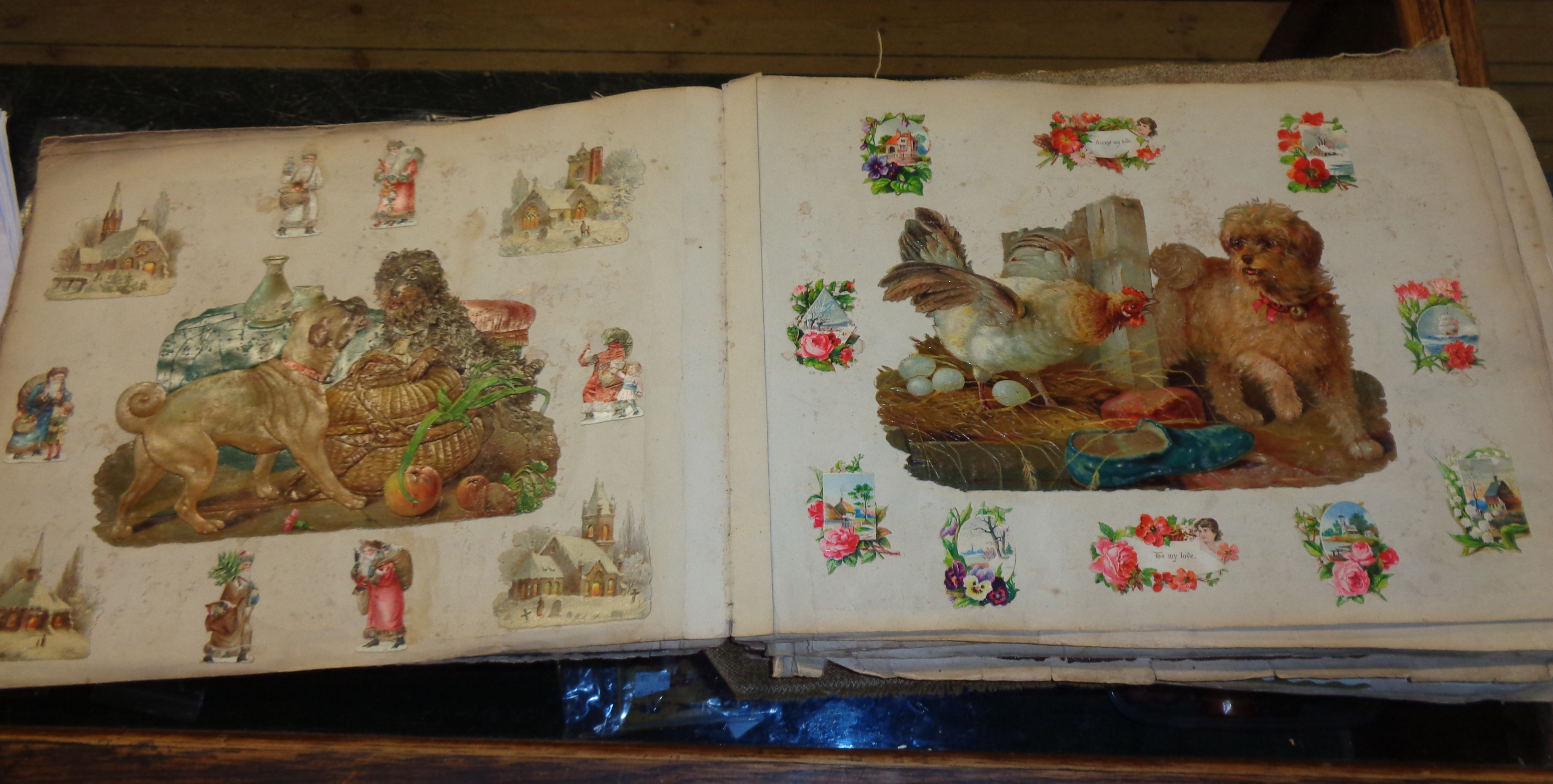 A Victorian scrap album including early rugby, military, figures and animals, etc - various - Image 4 of 17