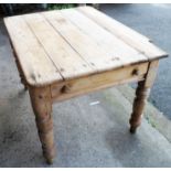 A pine kitchen table - length 3' 10 1/2", top a/f