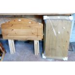 Two pairs of modern polished pine single bed headboards