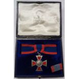 A First World War period Associate of the Royal Red Cross medal with ribbon bow, in fitted Garrard &
