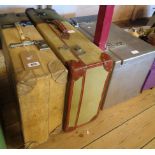 A pig skin Revelation suitcase - sold with a 1962 dated military case and a metal caravan trunk with