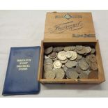 A box containing a small collection of mostly foreign coinage including 1907 Austro-Hungary 10