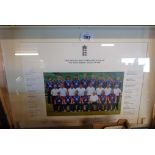 A framed signed photograph of England's one day international squad v Pakistan, 2006 - frame 17" X
