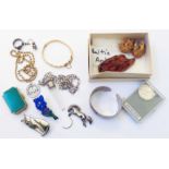 Various pieces of silver and white metal jewellery, rolled gold bangle, etc - sold with three pieces
