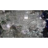 A quantity of cut glassware including rose bowls, drinking vessels, etc.