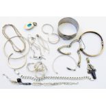 A small quantity of white metal jewellery, bangle, etc.