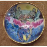 A 20th Century KPM (Berlin) hand-painted bowl allegorical day and night scene, bearing ET monogram