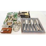 A quantity of silver plated items including cased and loose cutlery, etc.