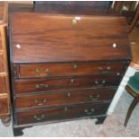 A 3' 1 1/4" 19th Century mahogany bureau with fully fitted interior and four long graduated