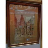 W. Ramsey: a pair of gilt framed and slipped watercolours, depicting street scenes and cathedrals at