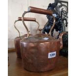 A pair of copper kettles