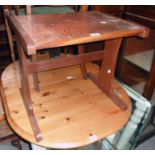 A 21" vintage teak copper topped tea table - sold with a bevelled mirror panel