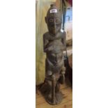 A large African carved wood tribal figure - height 35"