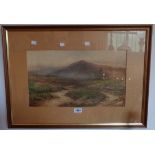 B. J. Wildhay: a framed watercolour, depicting a moorland view with stream - signed