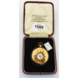 A marked 14k yellow metal cased half hunter pocket watch with lever movement - a/f - in J. W. Benson