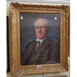 Ernest Board: an ornate gilt gesso framed oil on canvas portrait of A. S. Ray with provenance
