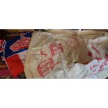A D-Day commemorative scarf, vintage Union flag pattern banner bunting, and a 1918 Peace scarf -